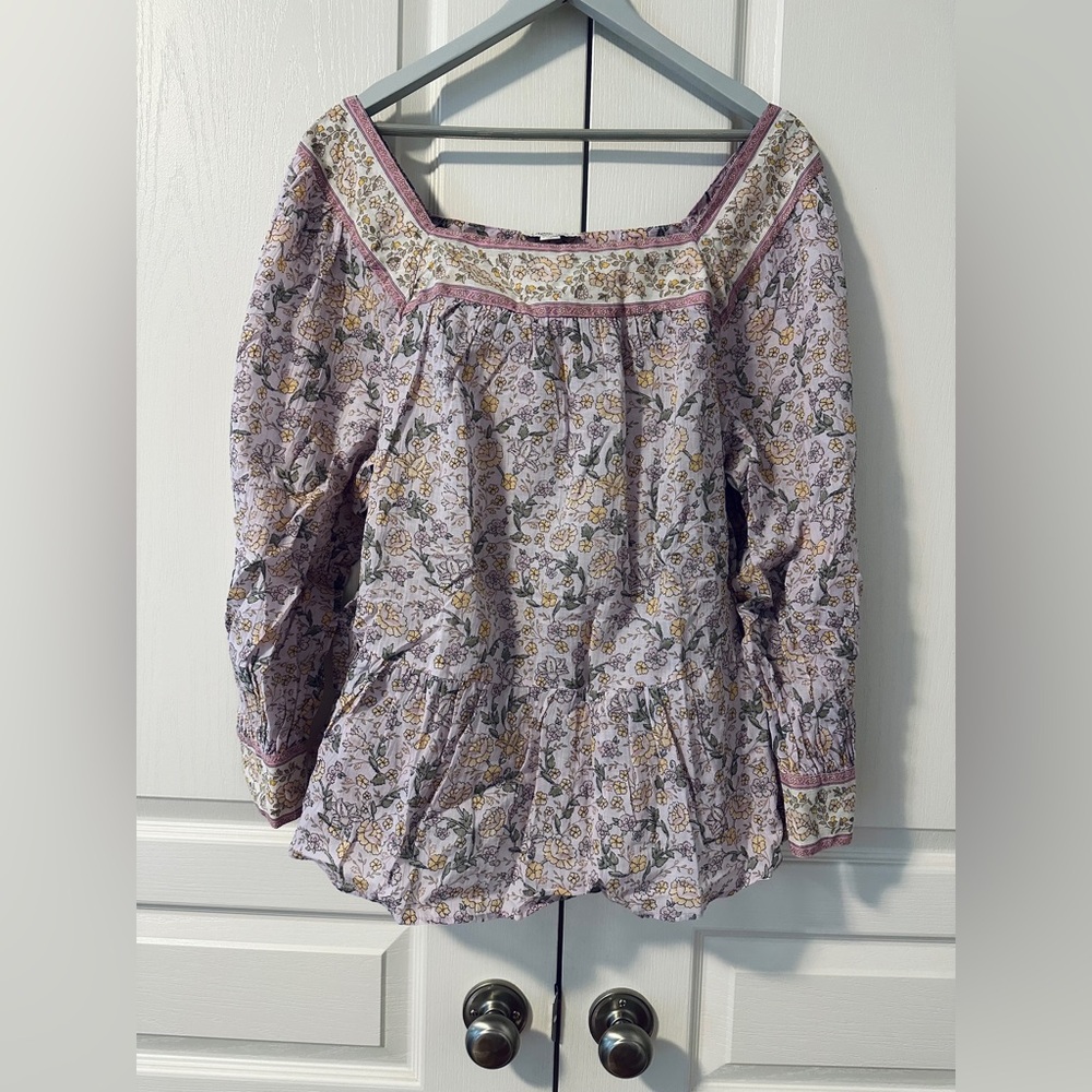 American Eagle NWT Square Neck Peplum Blouse XL
